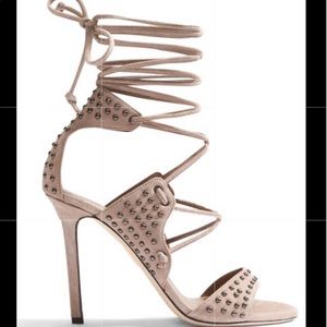 Tamara Mellon “Matrix” suede stud lace up heel 40